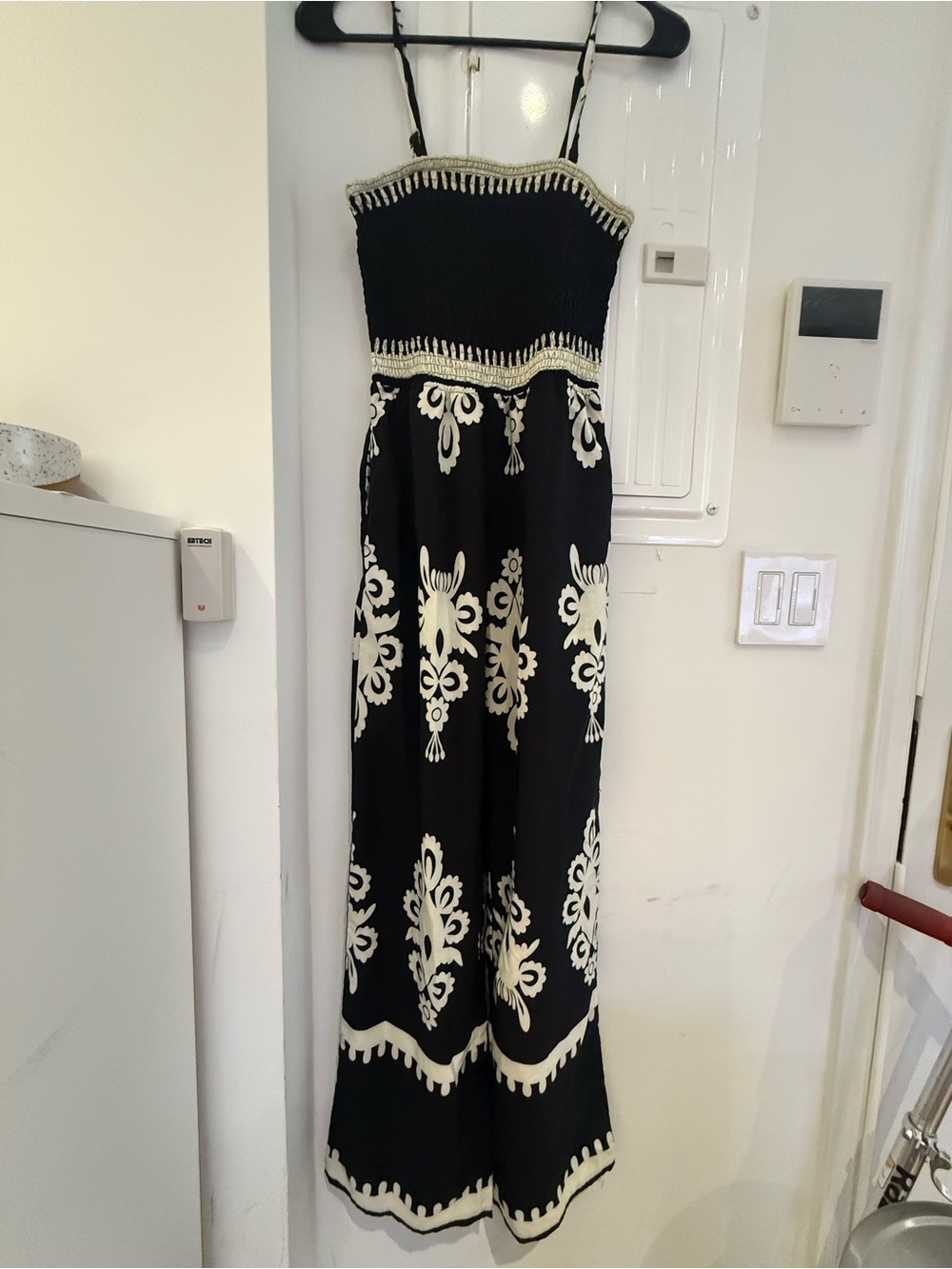 Black & Cream Embroidered Strap Jumpsuit